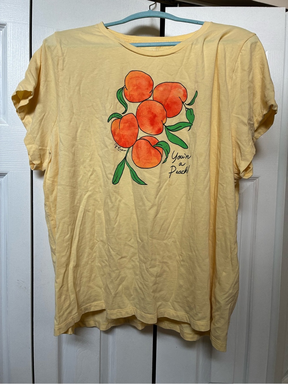 J. Crew Yellow Graphic Tee w/Peach🍑 Motif